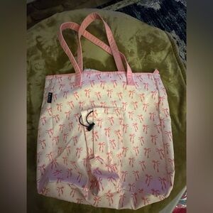 Meoky Pink Bow Pattern Tote Bag